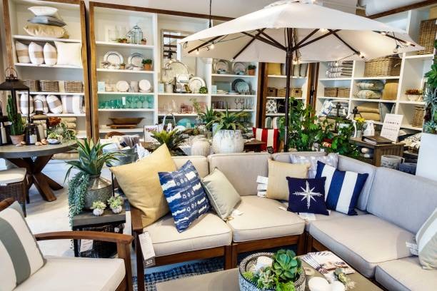 Backyard patio furniture display