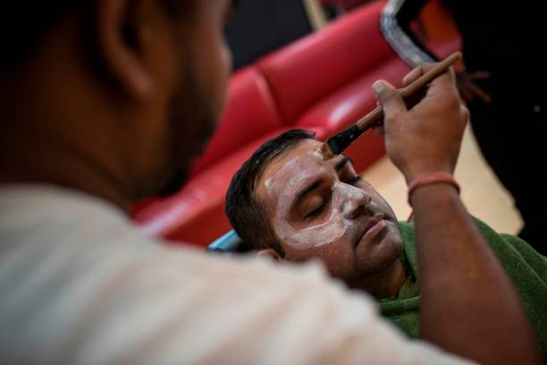 Applying facial bleach