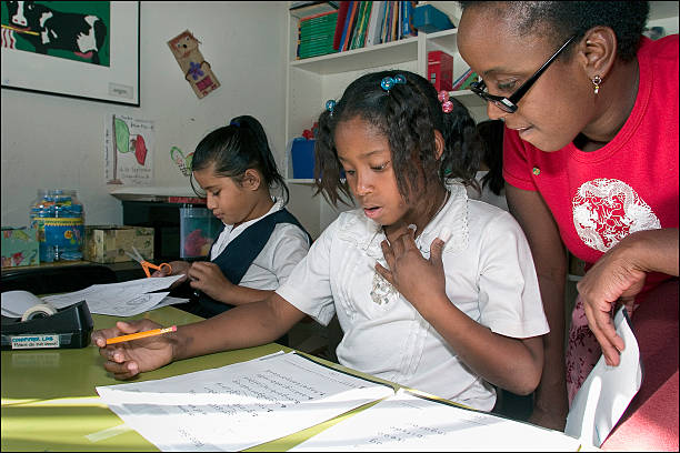 Child doing worksheets
