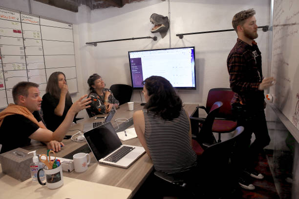Marketing team brainstorming meeting