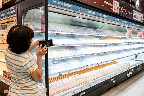 Asian grocery store shelves