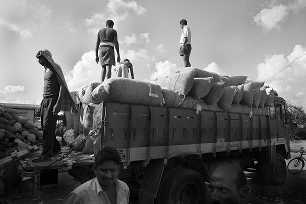Workers loading moving truck