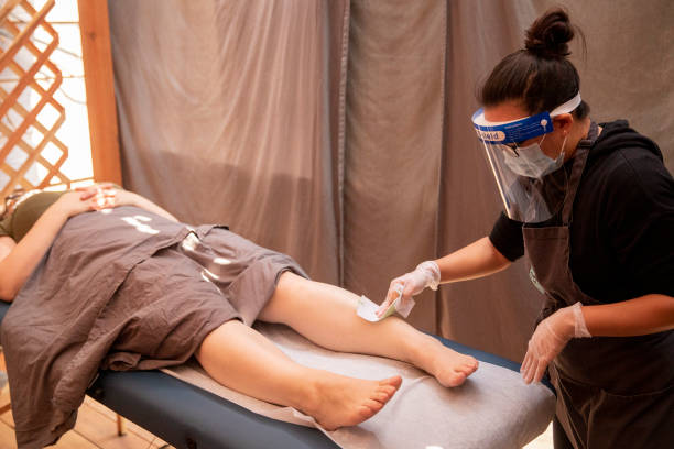 Leg waxing treatment