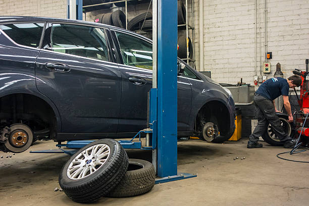 Professional tire installation shop