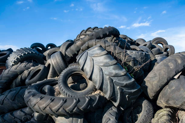Used car tires stacked