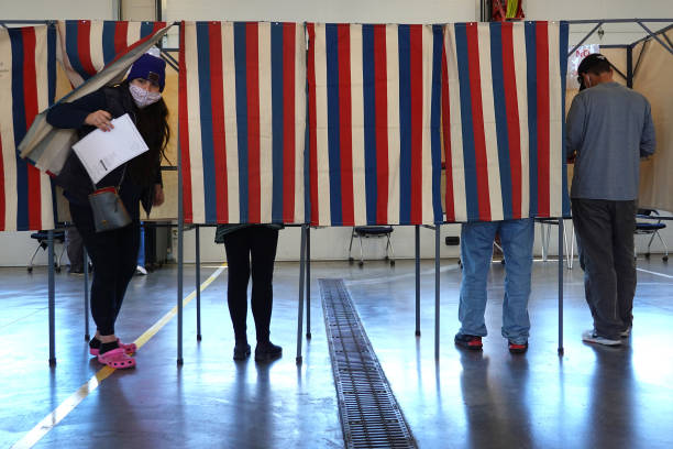 Voter at polling station