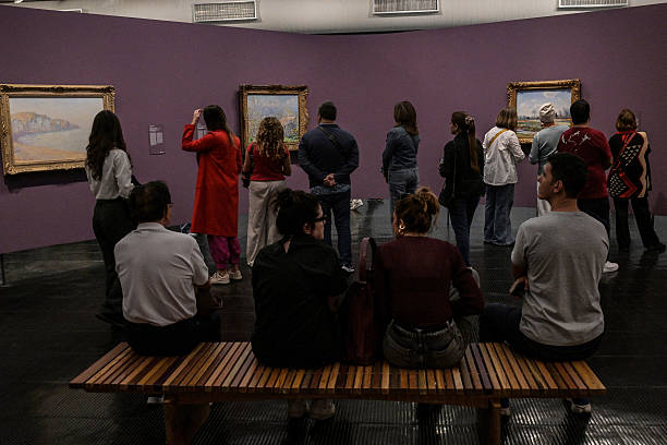 Visitors in museum gallery