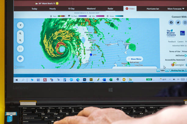 Weather radar on laptop