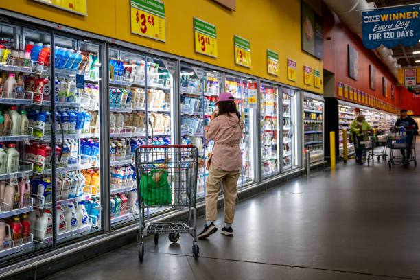 Shoppers in retail store
