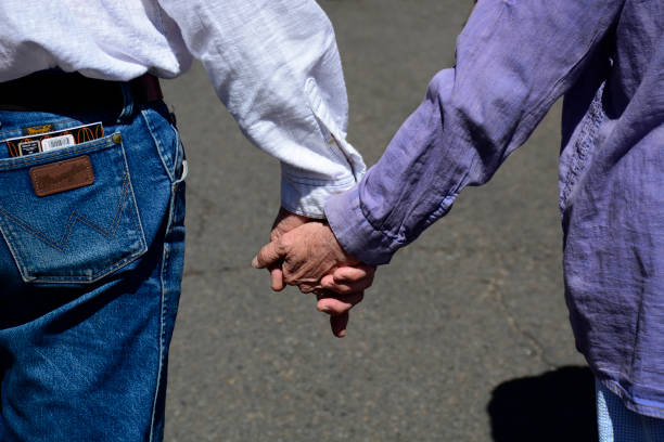 Senior couple walking