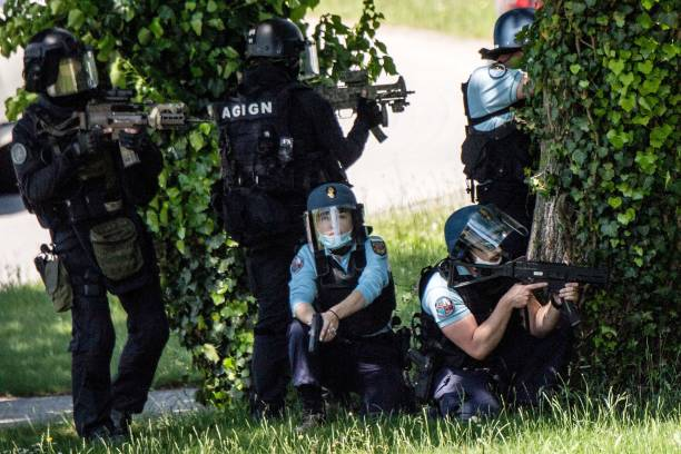 Officer inspecting knife