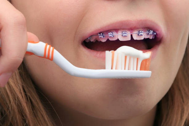 Teen getting braces