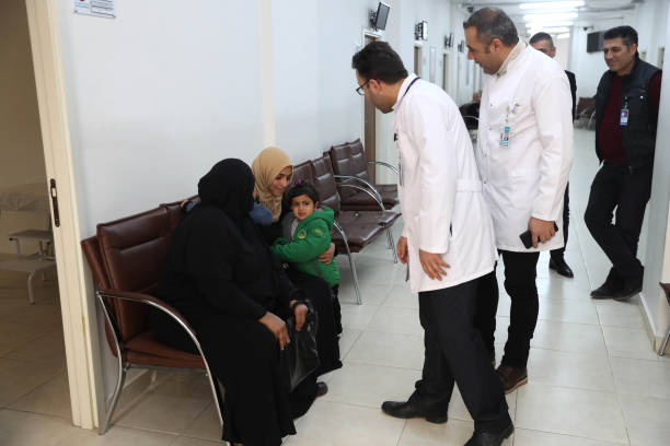 Family at clinic reception