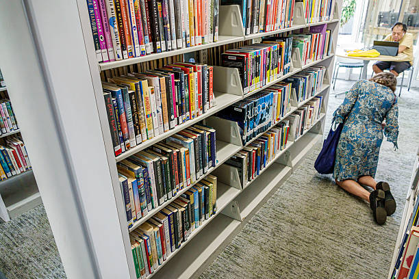 Library patrons browsing