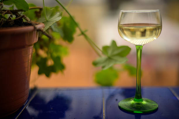 Patio dining with wine