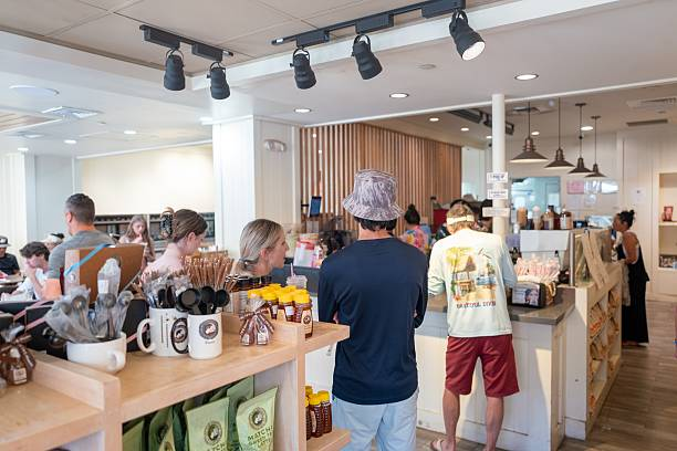 Cafe regulars at counter