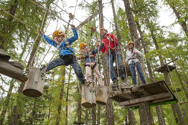 Family on ropes course